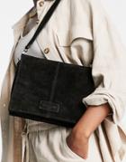 Urbancode Leather Suede Mix Shoulder Bag In Black
