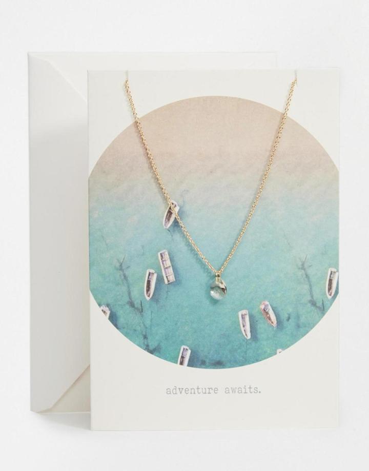 Orelia Adventure Awaits Summer Story Swarovski Giftcard Necklace - Gold