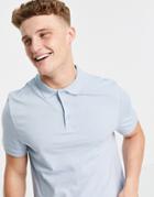 Asos Design Organic Jersey Polo In Blue-blues