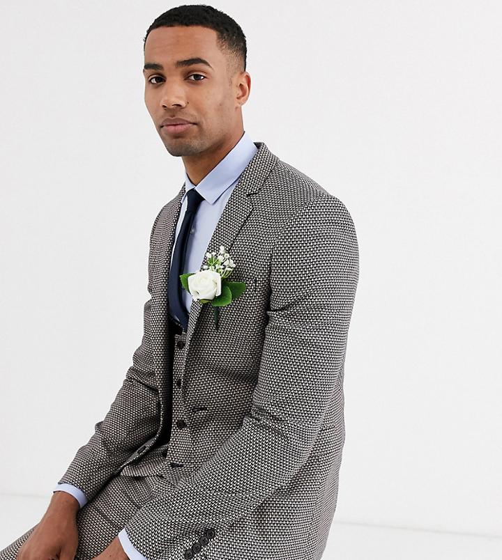 Asos Design Tall Wedding Super Skinny Suit Jacket In Micro Texture In Tan