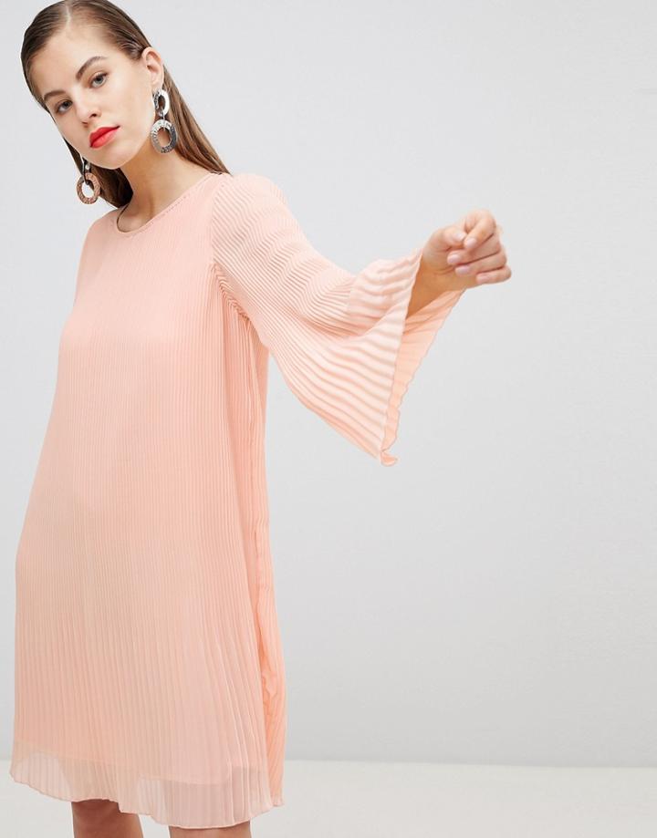 Y.a.s All Over Pleated Shift Dress - Pink