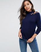 Asos Sweater With Cut Out Detail - Navy