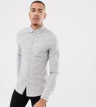 Asos Design Tall Slim Oxford Shirt In Gray Yarn Dye - Gray