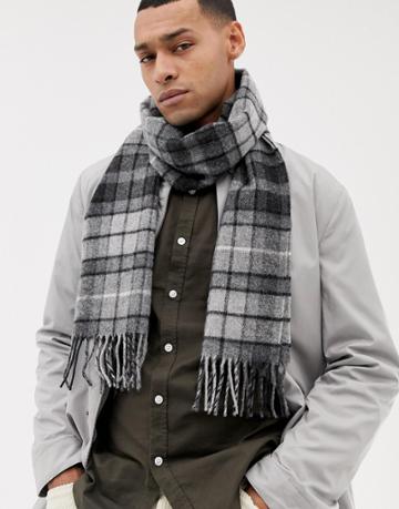 Glen Lossie Plaid Lambswool Scarf - Gray