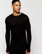 Asos Loungewear Muscle Long Sleeve T-shirt In Black Bamboo Fabric - Black