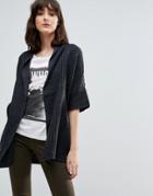 Jdy Crave Rib Knit Open Kimono Cardigan - Gray