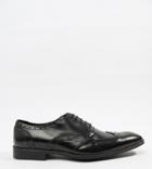 Asos Design Brogue Shoes In Polished Black Leather - Black
