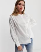 Jdy Evan Boxy Collarless Shirt - White