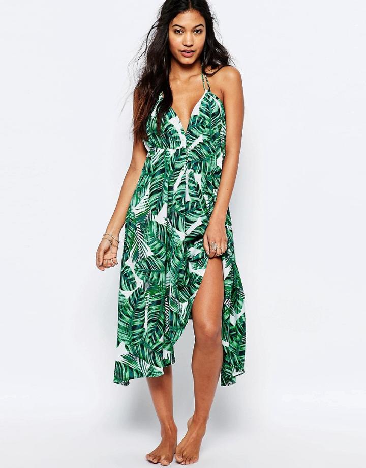 Butterfly By Matthew Williamson Leaf Print Midi Dress - Multi