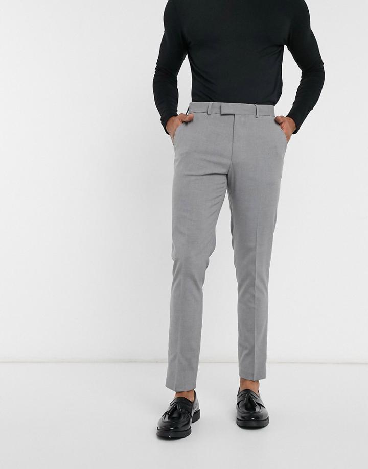 Asos Design Skinny Smart Pants In Gray-grey