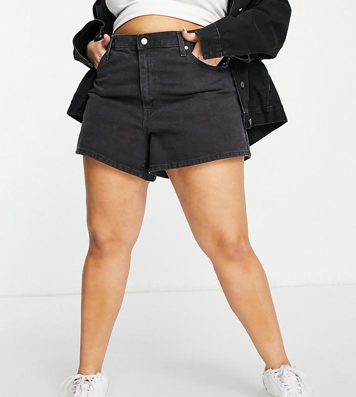 Levi's Plus High Waisted Shorts In Black