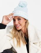 Fcuk Logo Bobble Beanie In Ice Blue