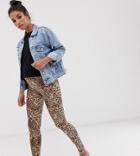 Asos Design Maternity Over The Bump Leggings In Leopard Print - Multi