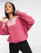 Nike Street Quarter-zip Fleece Mix Hoodie In Pink