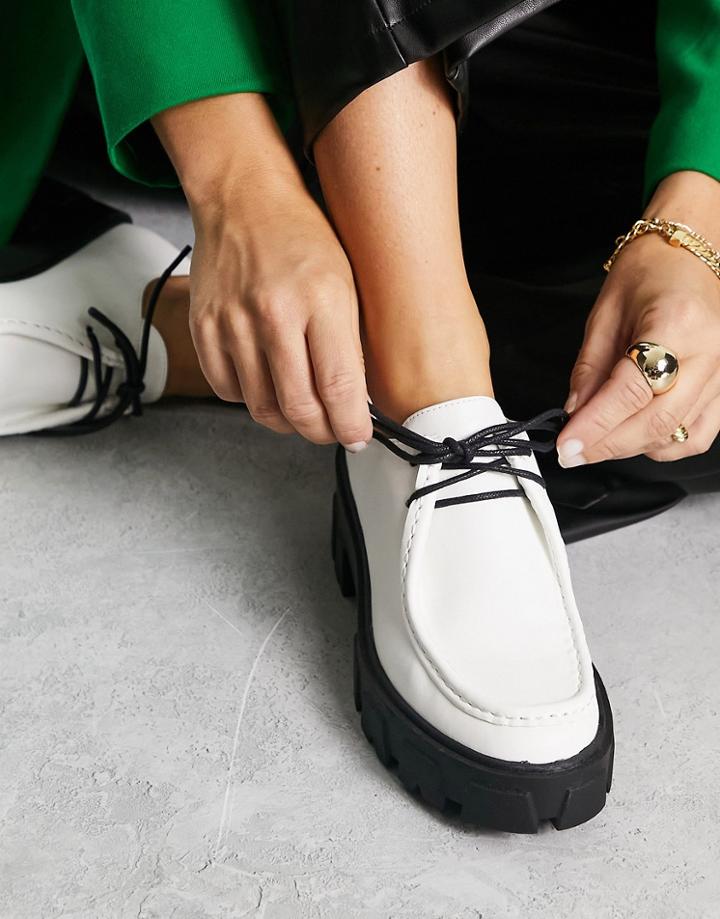 Raid Lelia Chunky Lace Up Shoes With Contrast Sole In White
