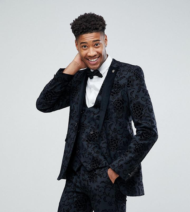 Noose & Monkey Tall Super Skinny Suit Jacket In Flocking - Gray