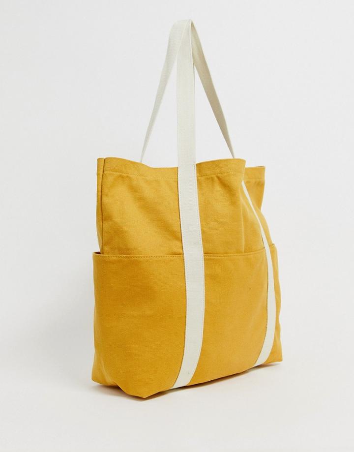 Asos Design Canvas Shopper - Yellow