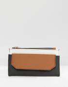 Pull & Bear Zip Purse With Front Flap In Color Block - Black