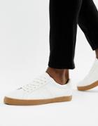 Asos Design Sneakers In White With Gum Sole - White