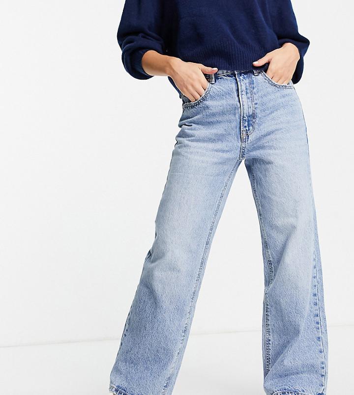 Stradivarius Petite 90s Dad Jeans In Vintage Blue-blues