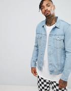 Antioch Anti Everything Distressed Denim Jacket - Blue