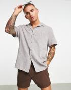 Asos Design Relaxed Laundered Linen Shirt In Gray