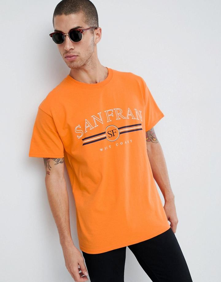 New Look T-shirt With San Fran Print In Orange - Orange