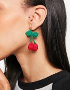 Monki Eira Crochet Cherry Earrings In Red
