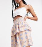 Y.a.s Exclusive Tiered Mini Skirt Set In Pink Crab Print-white
