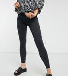 Asos Design Maternity High Rise Ridley 'skinny' Jeans In Washed Black With Under The Bump Waistband