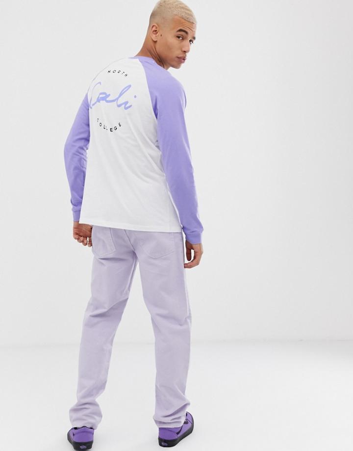 Asos Design Long Sleeve Relaxed Fit Raglan T-shirt With Back Cali Print-white