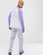 Asos Design Long Sleeve Relaxed Fit Raglan T-shirt With Back Cali Print-white