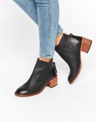 Office Amends Back Zip Leather Heeled Ankle Boots - Black