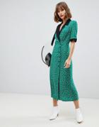 Asos Design Column Midi Dress With Collar In Spot - Multi