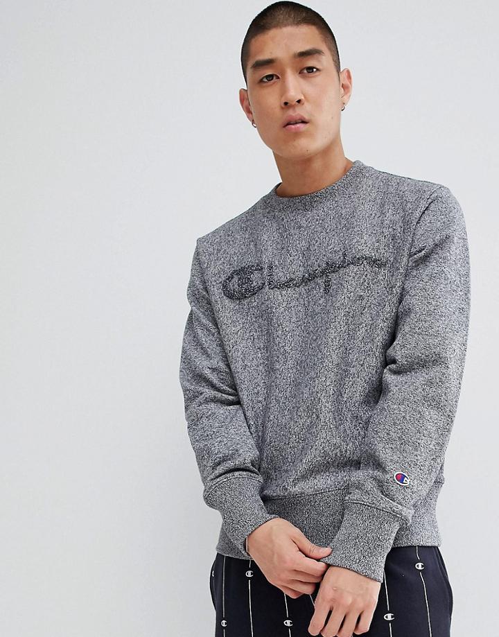 Champion Reverse Weave Sweatshirt With Large Script Logo In Gray - Gray