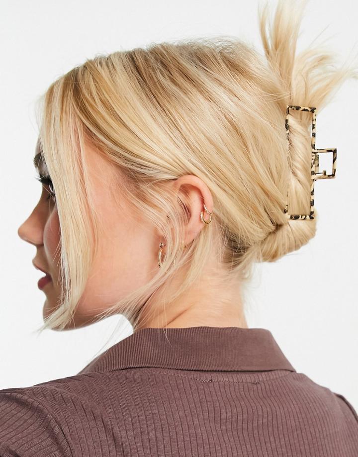 My Accessories London Open Hair Claw Clip In Leopard-neutral