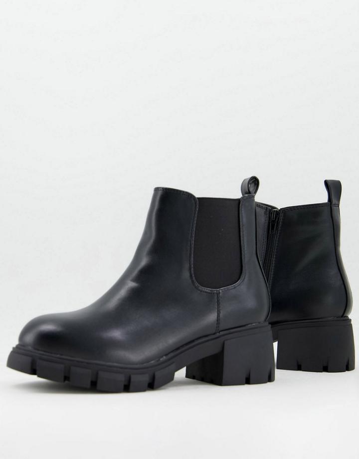 Yours Wide Fit Heeled Chelsea Boots In Black
