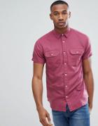 Jack & Jones Premium Short Sleeve Shirt With Double Pockets - Pink