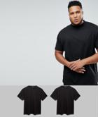 Replika Plus 2 Pack Black T-shirt In 100% Cotton - Black