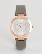 Dkny Ny2296 Ladies Grey Leather Watch With White Dial - Gray