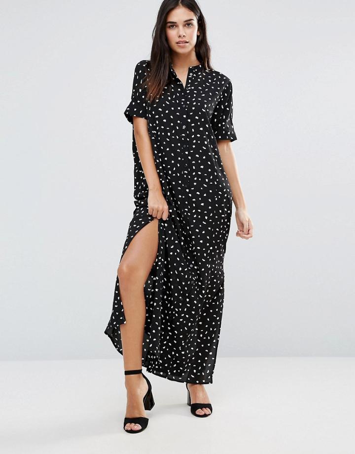 Vila Short Sleeve Maxi Shirt Dress - Black