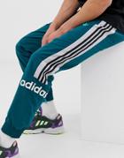 Adidas Originals Woven Sweatpants With 3 Stripes In Green - Green