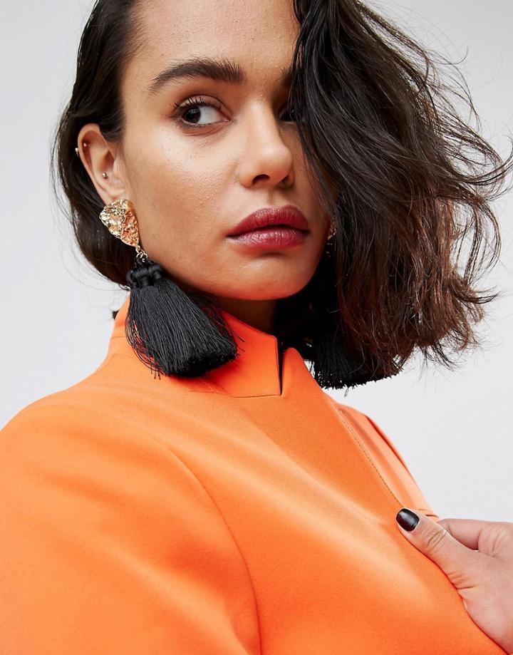 Asos Statement Nugget Tassel Earrings - Gold