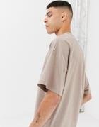 Asos Design Organic Oversized Fit T-shirt With Crew Neck In Beige - Beige