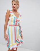 Oasis Rainbow Stripe Tea Dress - Multi