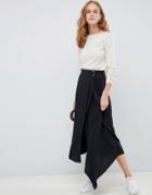 Asos Design Wrap Midi Skirt With D-ring - Black