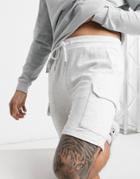 Asos Design Jersey Shorts With Cargo Pockets In White Heather