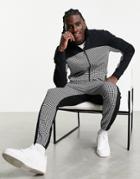 Asos Design Tapered Smart Sweatpants With Check Panel - Part Of A Set-multi