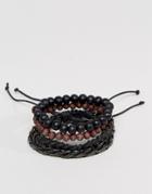 Aldo Beaded & Chain Bracelets In 4 Pack - Black