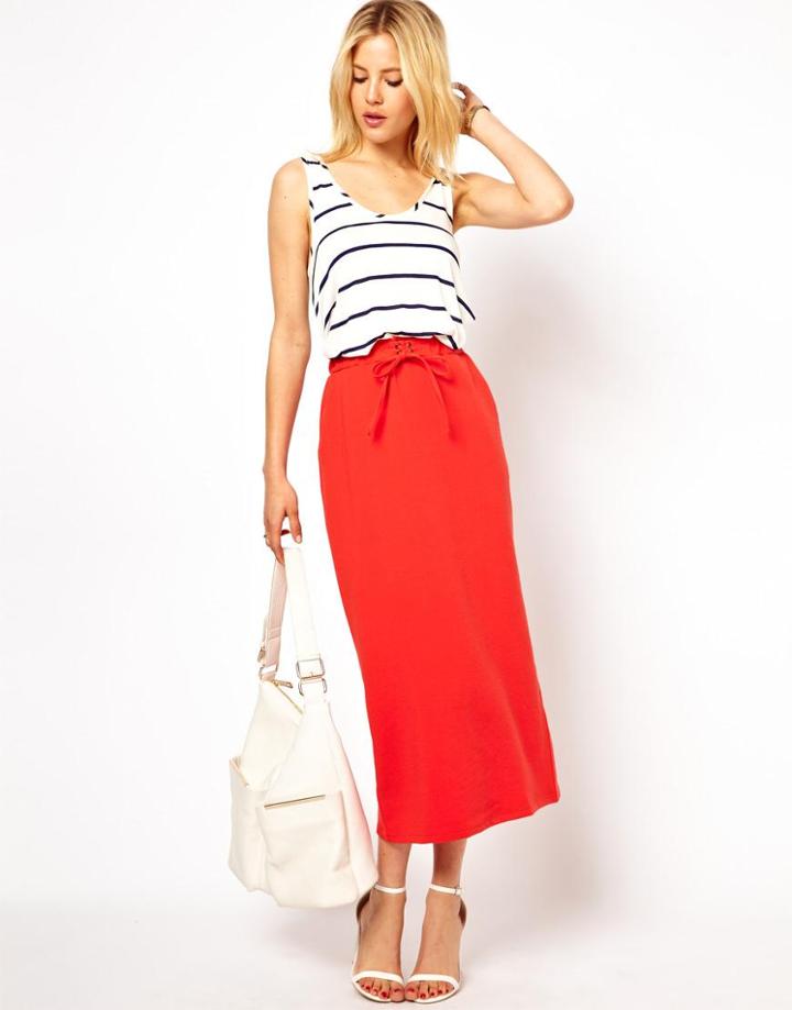 Asos Pencil Skirt With Tie Detail